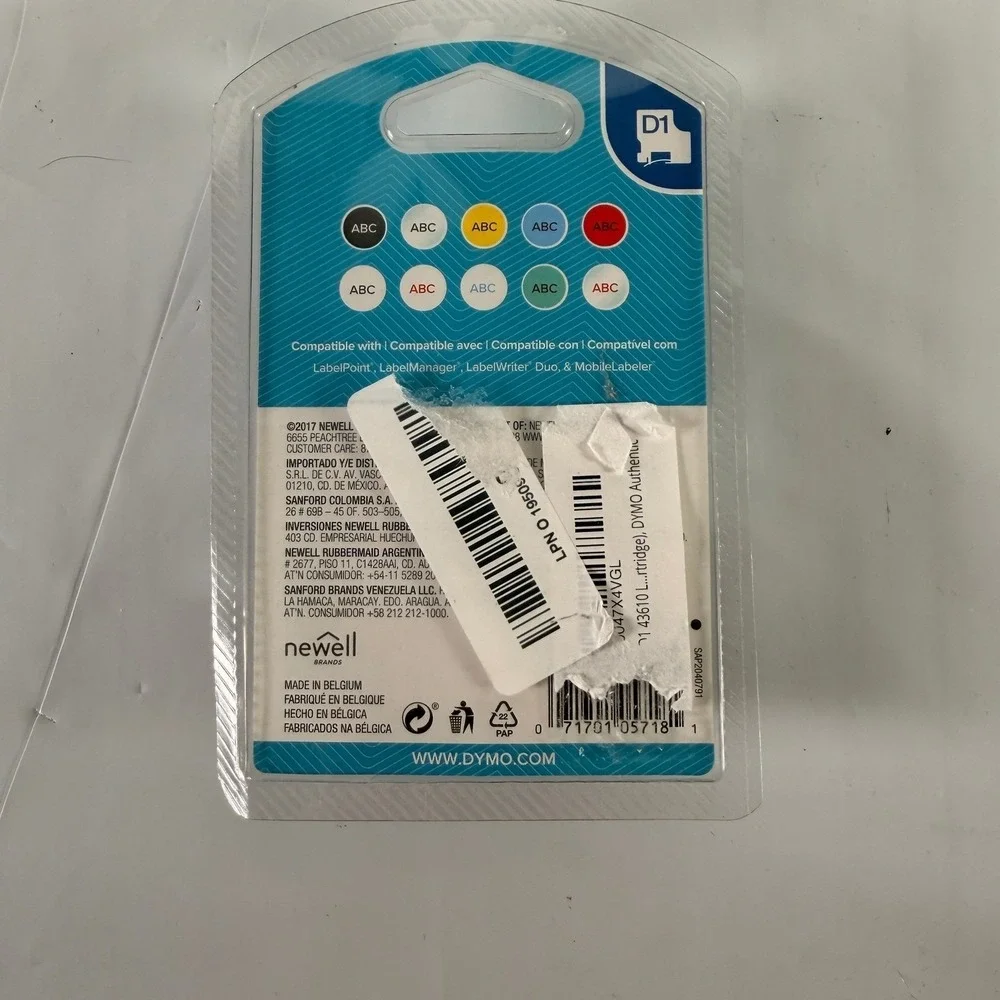 DYMO D1 Standard Label Tape 3/4 in x 23 ft 19mm x‎ 7m Black on White 1761260 New